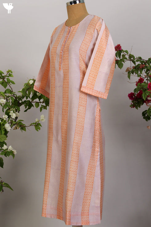 Chanderi Silk Kurta in Two Colour Hand Block